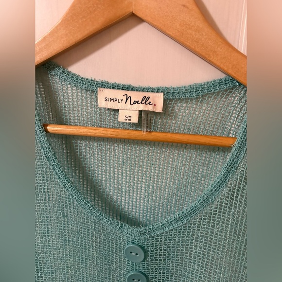 Sheer Vintage Aqua Mesh Top S/M Halloween Indie Sleeze - Picture 2 of 8